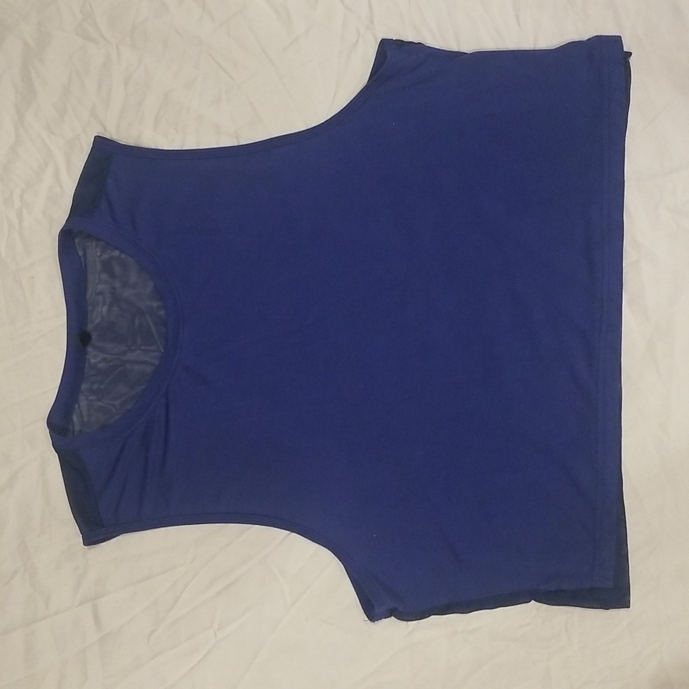 Navy Mesh Yoga Crop Tank